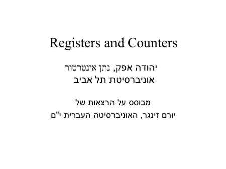 Registers and Counters