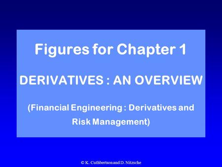 © K. Cuthbertson and D. Nitzsche Figures for Chapter 1 DERIVATIVES : AN OVERVIEW (Financial Engineering : Derivatives and Risk Management)