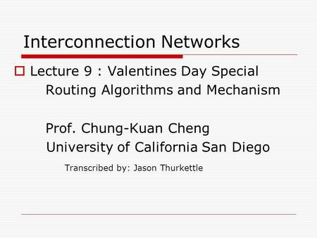 Interconnection Networks