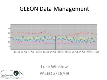 GLEON Data Management Luke Winslow PASEO 3/18/09.