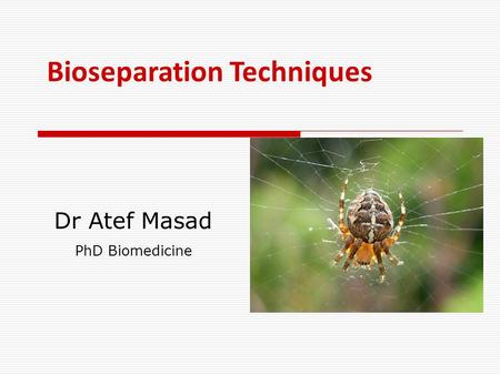 Dr Atef Masad PhD Biomedicine Bioseparation Techniques.