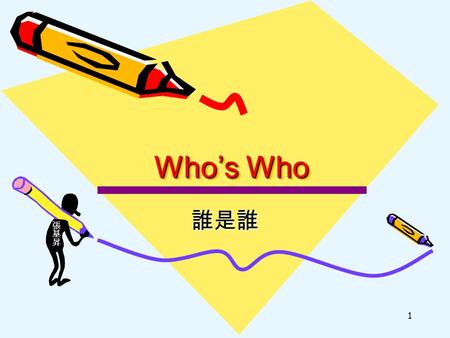 1 Who’s Who 誰是誰. 2 誰是誰？ 你想要做誰呢！ 你想要做誰呢！ 想做科學家嗎！ 想做科學家嗎！ 想做哲學家嗎！ 想做哲學家嗎！ 想做流浪漢嗎！ 想做流浪漢嗎！ 你將會是誰呢！ 你將會是誰呢！