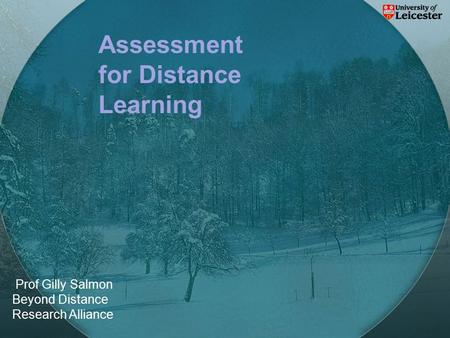 Prof Gilly Salmon Beyond Distance Research Alliance Assessment for Distance Learning.