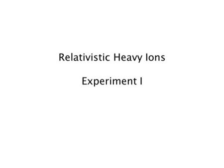 Relativistic Heavy Ions Experiment I. The QCD Phasediagram.