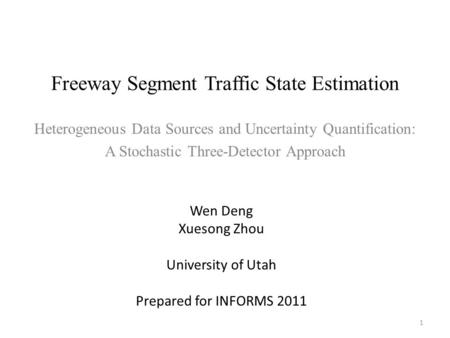 Freeway Segment Traffic State Estimation