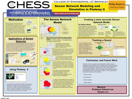 August 7, 2003 Sensor Network Modeling and Simulation in Ptolemy II Philip Baldwin University of Virginia  Motivation With.