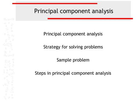 Principal component analysis