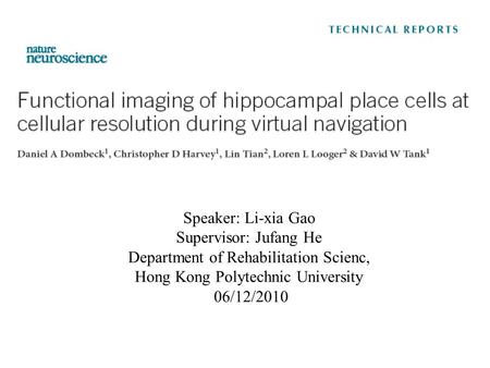 Speaker: Li-xia Gao Supervisor: Jufang He Department of Rehabilitation Scienc, Hong Kong Polytechnic University 06/12/2010.