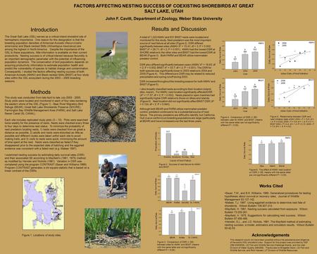 FACTORS AFFECTING NESTING SUCCESS OF COEXISTING SHOREBIRDS AT GREAT SALT LAKE, UTAH John F. Cavitt, Department of Zoology, Weber State University The Great.