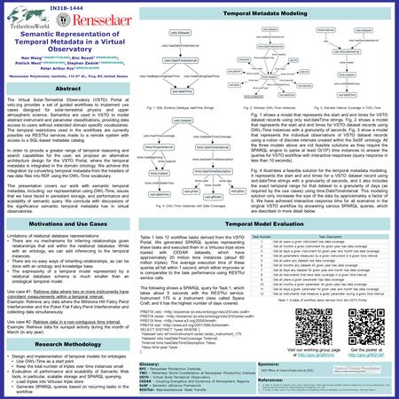 Semantic Representation of Temporal Metadata in a Virtual Observatory Han Wang 1 Eric Rozell 1