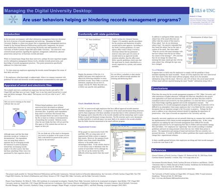 Managing the Digital University Desktop: In the university environment, individual information management behaviors determine the level of success of records.