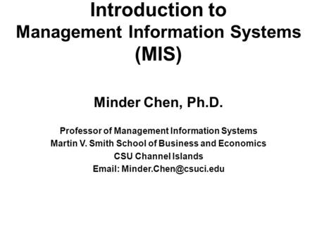 Introduction to Management Information Systems (MIS)