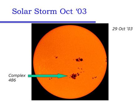 Solar Storm Oct ‘03 29 Oct ‘03 Complex 486. Christie Ponder, Houston, Oct 29 ‘03.