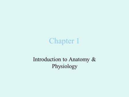 Introduction to Anatomy & Physiology