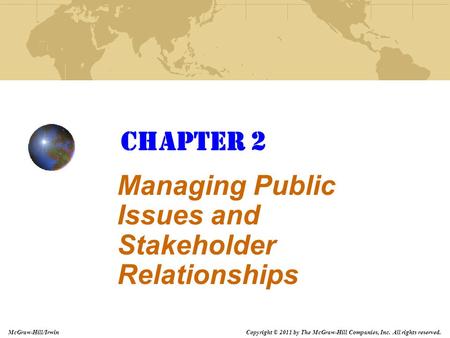 Managing Public Issues and Stakeholder Relationships