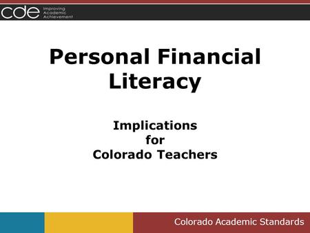 Personal Financial Literacy