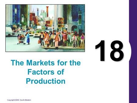 Copyright©2004 South-Western 18 The Markets for the Factors of Production.