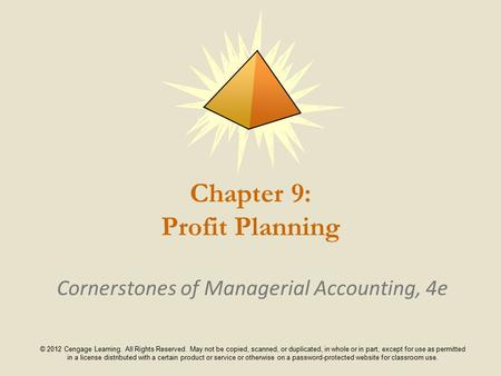 Chapter 9: Profit Planning