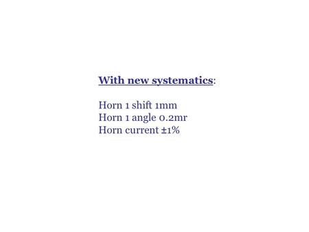 With new systematics: Horn 1 shift 1mm Horn 1 angle 0.2mr Horn current ±1%