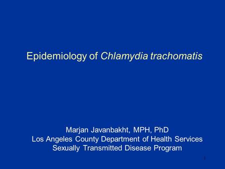 Epidemiology of Chlamydia trachomatis