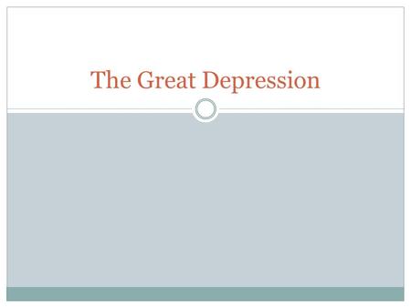 The Great Depression. 1920’s Automobile Industry.