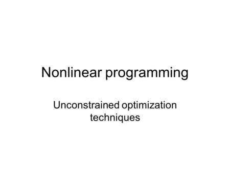 Nonlinear programming