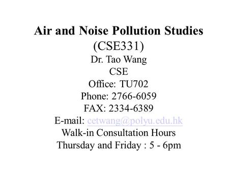 Air and Noise Pollution Studies (CSE331)