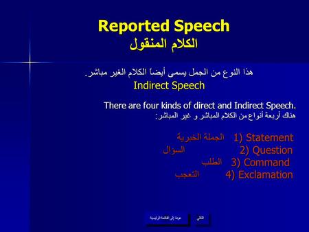 Reported Speech الكلام المنقول