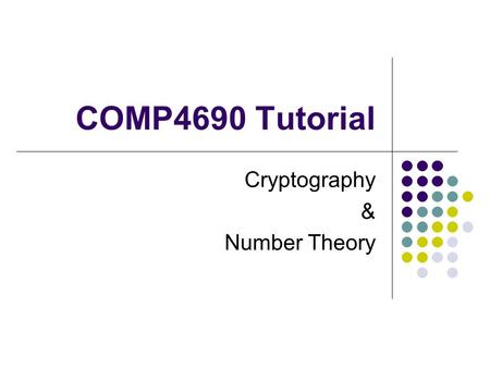 Cryptography & Number Theory