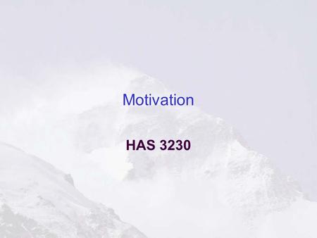 Motivation HAS 3230. Everest Motivation Achieve Energy Persistent Eager to explore Like to keep score Optimistic.