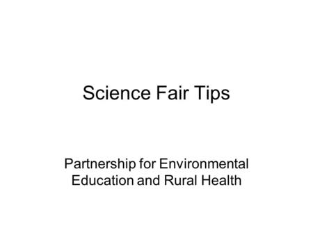 Partnership for Environmental Education and Rural Health