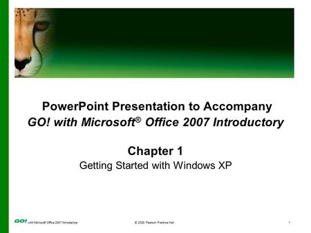 With Microsoft Office 2007 Introductory© 2008 Pearson Prentice Hall1 PowerPoint Presentation to Accompany GO! with Microsoft ® Office 2007 Introductory.