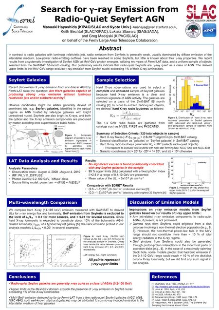 Summary of Selection Criteria (120 total objects in sample) Hard X-ray fluxes [ F ] 14-195 keV > 2.5x10 -11 [erg/cm 2 /s] in Swift-BAT catalog Spectral.