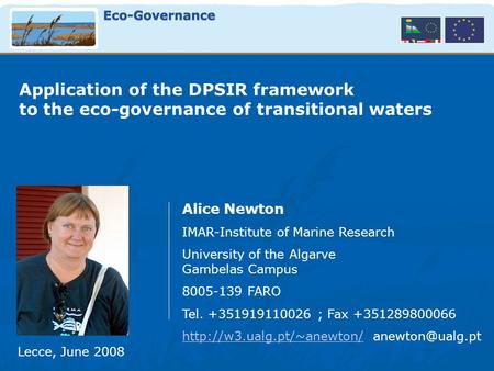 Application of the DPSIR framework