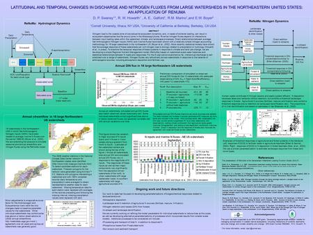 Acknowledgements This work has been supported by an EPA STAR grant, “Developing regional-scale stressor models for managing eutrophication in coastal marine.