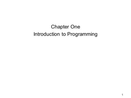 Introduction to Programming