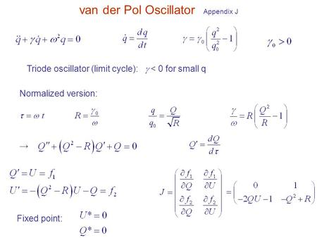 van der Pol Oscillator Appendix J