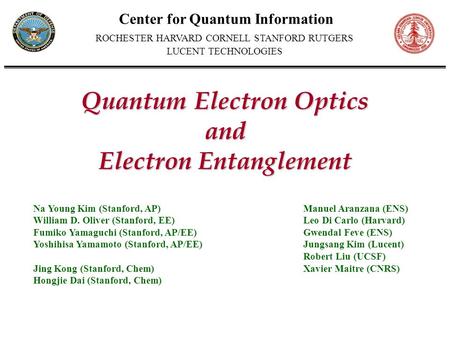 Quantum Electron Optics Electron Entanglement