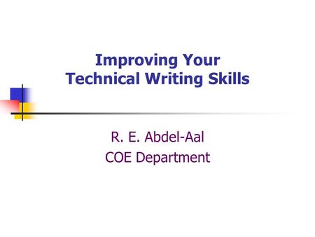 Improving Your Technical Writing Skills