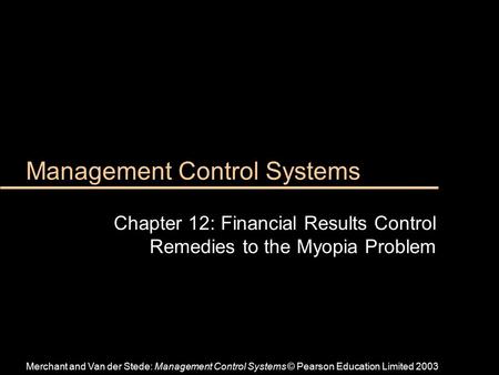 Management Control Systems