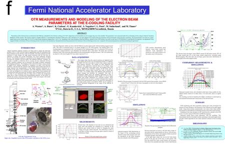 OTR MEASUREMENTS AND MODELING OF THE ELECTRON BEAM PARAMETERS AT THE E-COOLING FACILITY A. Warner 1, A. Burov 1, K. Carlson 1, G. Kazakevich 2, S. Nagaitsev.