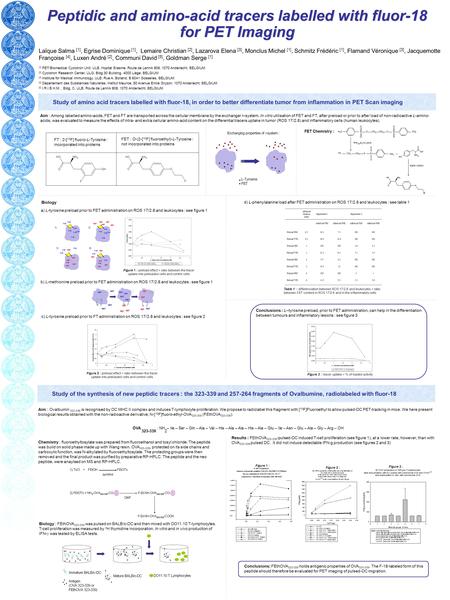 Peptidic and amino-acid tracers labelled with fluor-18 for PET Imaging Laïque Salma [1], Egrise Dominique [1], Lemaire Christian [2], Lazarova Elena [3],