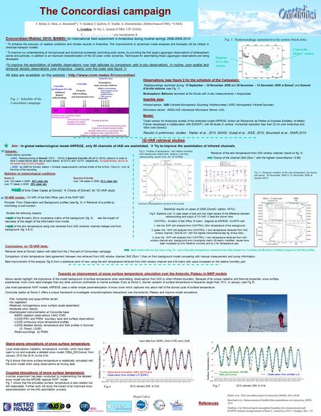 Conclusions on 1D-VAR tests: Retrieval done at DomeC station with data from the 2 first part of Concordiasi campaign Comparison of skin temperature: best.