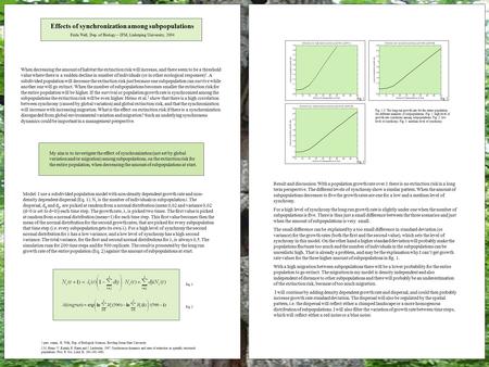 Fig. 1-3: The long run growth rate for the entire population, for different numbers of subpopulations. Fig. 1: high level of growth rate synchrony among.