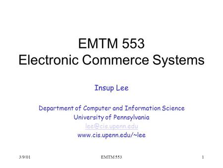 EMTM 553 Electronic Commerce Systems