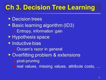 Ch 3. Decision Tree Learning