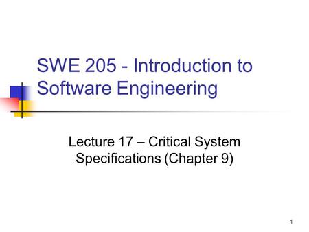 SWE Introduction to Software Engineering