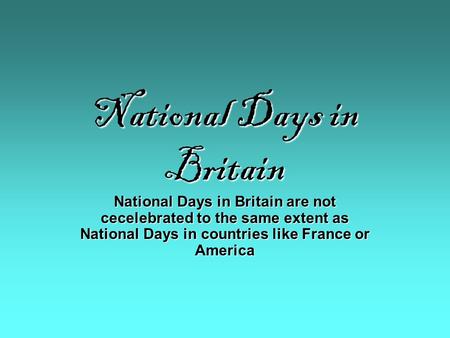 National Days in Britain