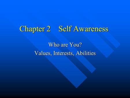 Chapter 2 Self Awareness