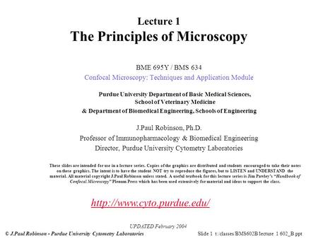 Lecture 1 The Principles of Microscopy